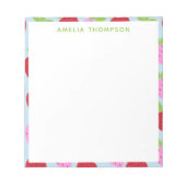 可愛いレトロいちごフルーツのパタパーソナライズされたーン ノートパッド (正面)