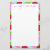 可愛いレトロいちごフルーツのパタパーソナライズされたーン 便箋 (正面)