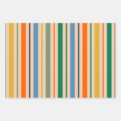 可愛いレトロお洒落ヴィンテージ花ストライプ類 ラッピングペーパーシート (正面2)