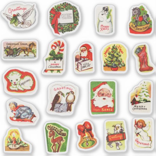 可愛いレトロなクリスマスの封筒のシールセット シール (正面)