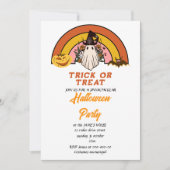 可愛いレトロなグルービーハロウィーンのgost 招待状 (正面)