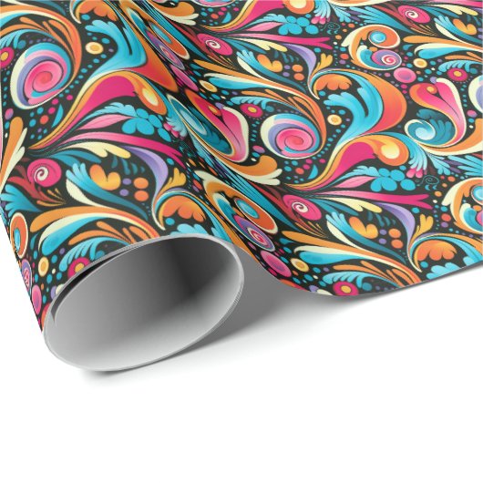 可愛いレトロなタイル模様パーティー ラッピングペーパー (ロールコーナー)