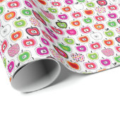 可愛いレトロなリンゴ柄 ラッピングペーパー (ロールコーナー)