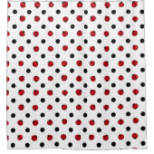 可愛いレトロなレディバグパターン シャワーカーテン (正面)