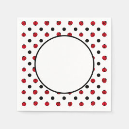 可愛いレトロなレディバグパターン スタンダードカクテルナプキン