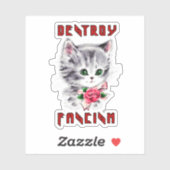 可愛いレトロの子猫 – ファシズムを破壊 シール (シート)