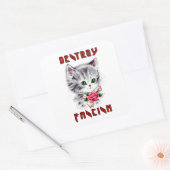 可愛いレトロの子猫 – ファシズムを破壊 スクエアシール (封筒)