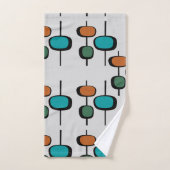 可愛いレトロエレガントブルーのオレンジトレンディーパターン灰色 バスタオルセット (ハンドタオル)