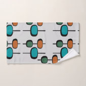 可愛いレトロエレガントブルーのオレンジトレンディーパターン灰色 バスタオルセット (ハンドタオル)