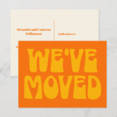 可愛いレトロオレンジのミニマルな移動した新しいアドレスPos ポストカード (正面/裏面)