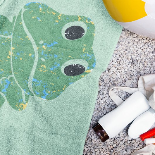 可愛いレトロカエルパーソナライズされた図 ビーチタオル