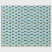 可愛いレトロカメラのライトブルー ラッピングペーパー (フラット)