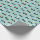 可愛いレトロカメラのライトブルー ラッピングペーパー (角)