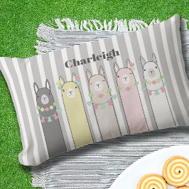 可愛いレトロカラフルラマスアウトドアランバーピロー アウトドアクッション