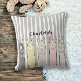 可愛いレトロカラフルラマスキッズ クッション