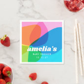 可愛いレトロカラフル抽象芸術カスタムベビーシャワー スタンダードカクテルナプキン (インサイチュ)