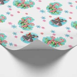 可愛いレトロキャンディーケーンクリスマスラッピング紙 ラッピングペーパー