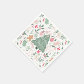 可愛いレトロクリスマスアイテムイラストレーションパターン スタンダードカクテルナプキン (角)