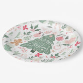 可愛いレトロクリスマスアイテムイラストレーションパターン ペーパープレート (アングル)