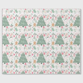 可愛いレトロクリスマスアイテムイラストレーションパターン ラッピングペーパー (フラット)