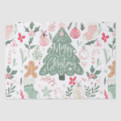 可愛いレトロクリスマスアイテムイラストレーションパターン 薄葉紙 (正面)