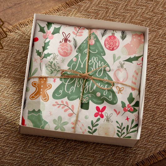 可愛いレトロクリスマスアイテムイラストレーションパターン 薄葉紙