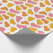 可愛いレトログルーヴィボホハロウィーン幽霊ピンクオレンジ ラッピングペーパー (角)