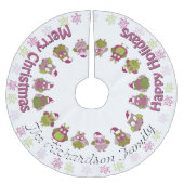 可愛いレトロサンタフールズお名前はこちらツリースカート ブラッシュドポリエステルツリースカート (正面)