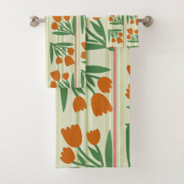 可愛いレトロストライプのギフトl背景lフローラ バスタオルセット