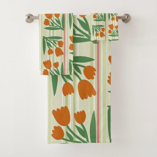 可愛いレトロストライプのギフトl背景lフローラ バスタオルセット (インサイチュ)