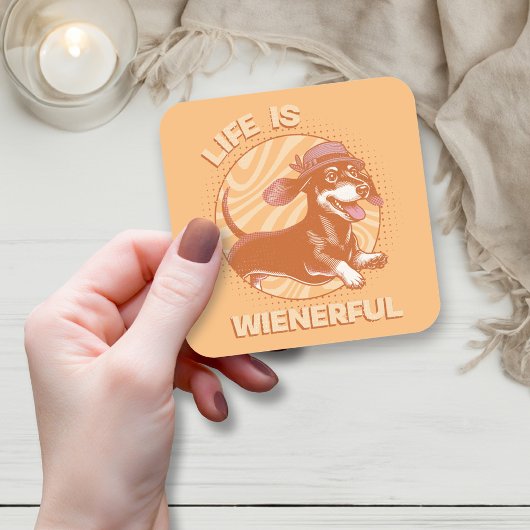 可愛いレトロダックスシュント「人生は気を使う」犬愛好家 スクエアシール