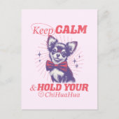 可愛いレトロチワホワとピンクボウタイ保-  Calm ポストカード (正面)