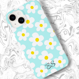 可愛いレトロデイジーオンライトブルーガーリーフローラ Case-Mate iPhone 14ケース