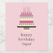 可愛いレトロハンドピ図解入りの、写真付きのッガーリーク誕生日 ワインラベル (シングルラベル)