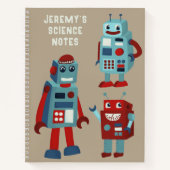 可愛いレトロパーソナライズされたロボットSci-Fi ノートブック (正面)