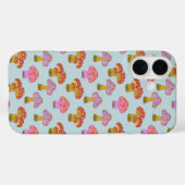 可愛いレトロヒッピーのマッシュルームパターンinパステルブルー Case-Mate iPhoneケース (裏面 (横))