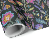 可愛いレトロビクトリアンダークフローラルパターン誕生日 ラッピングペーパー (ロールコーナー)