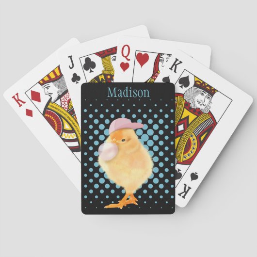 可愛いレトロビベスチ吹ックのピンクバブルガム トランプ (裏面)