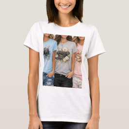 可愛いレトロフラワープリントTシャツ Tシャツ