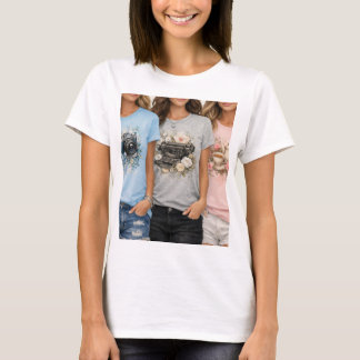可愛いレトロフラワープリントTシャツ Tシャツ
