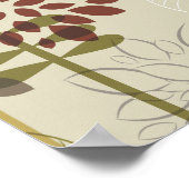 可愛いレトロブラウン、ベージュのフローラルパターカスタムン ポスター (角)