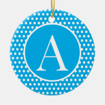 可愛いレトロブルーイニシャル水玉模様