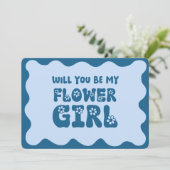 可愛いレトロブルー私の花の女の子の提案 カード (スタンド正面)