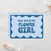 可愛いレトロブルー私の花の女の子の提案 カード (正面/裏面インサイチュ)
