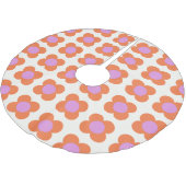 可愛いレトロポップ・アートの花柄ピンクとオレンジ ブラッシュドポリエステルツリースカート (アングル)