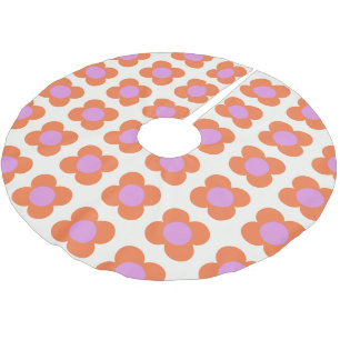 可愛いレトロポップ・アートの花柄ピンクとオレンジ ブラッシュドポリエステルツリースカート