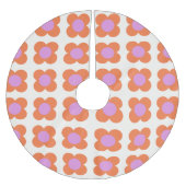 可愛いレトロポップ・アートの花柄ピンクとオレンジ ブラッシュドポリエステルツリースカート (正面)