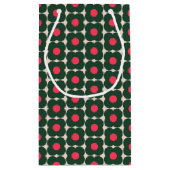 可愛いレトロポップ・アートの花柄 |クリスマスグリーン スモールペーパーバッグ (裏面)