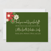 可愛いレトロモダンフローラ赤と緑 サンキューカード (裏面)