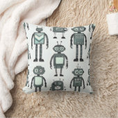 可愛いレトロロボットパターン装飾用クッション クッション (ブランケット)